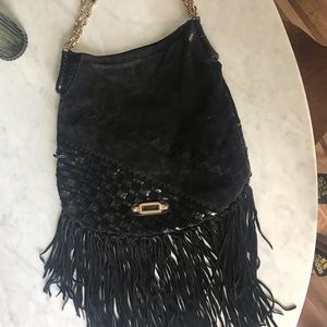Jimmy choo kid suede and water snake black bag